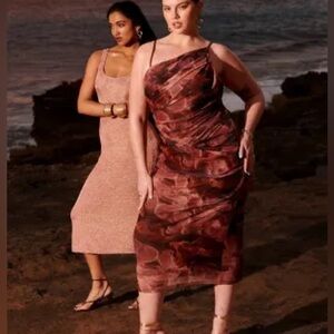 NWT ASOS Curve Mesh One Shoulder Cami Dress